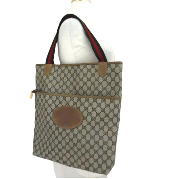 vtg 80s GUCCI Shopper Tote bag GG logo print canvas - Picture 1 of 12